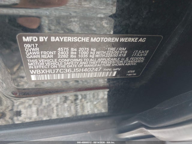 Продаж на аукціоні авто 2018 Bmw X1 Sdrive28i, vin: WBXHU7C36J5H40247, номер лоту: 45888312