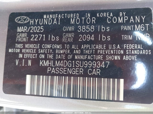 2025 Hyundai Elantra Sel Sport მანქანა იყიდება აუქციონზე, vin: KMHLM4DG1SU999347, აუქციონის ნომერი: 45888357
