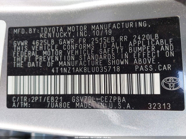 4T1NZ1AK8LU035718 Toyota CAMRY TRD