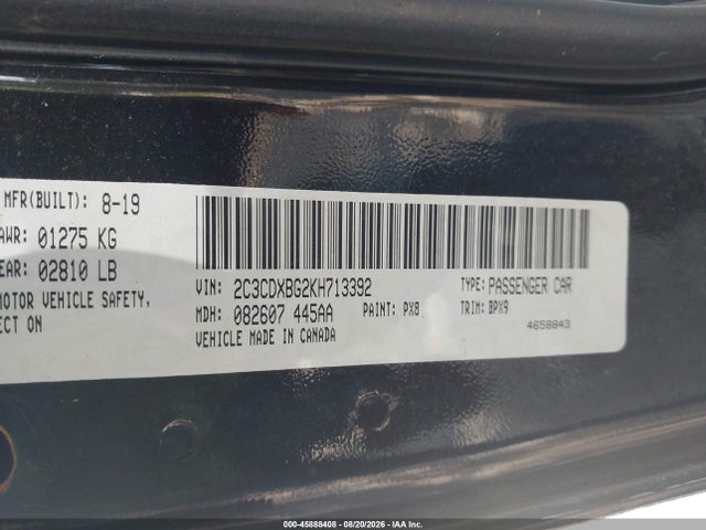 Продажа на аукционе авто 2019 Dodge Charger Sxt Rwd, vin: 2C3CDXBG2KH713392, номер лота: 45888408