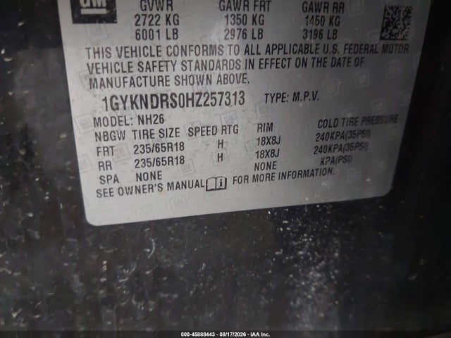 Продаж на аукціоні авто 2017 Cadillac Xt5 Luxury, vin: 1GYKNDRS0HZ257313, номер лоту: 45888443