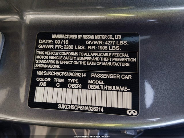SJKCH5CP6HA026214 Infiniti Qx30 Sport
