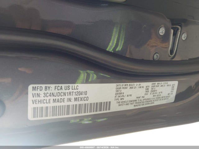 Aukcja sprzedaży 2024 Jeep Compass Limited 4x4, vin: 3C4NJDCN1RT120410, numer aukcji: 45888507