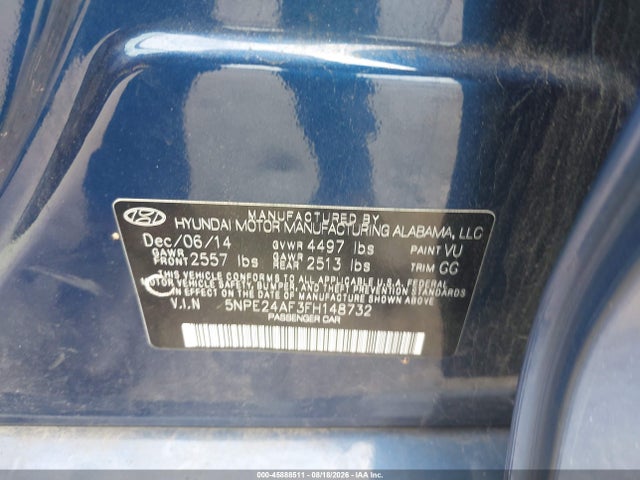 Продажа на аукционе авто 2015 Hyundai Sonata Se/sport, vin: 5NPE24AF3FH148732, номер лота: 45888511