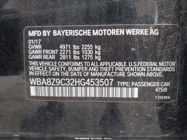 45888529 :رقم المزاد ، WBA8Z9C32HG453507 vin ، 2017 Bmw 330i Gran Turismo Xdrive مزاد بيع