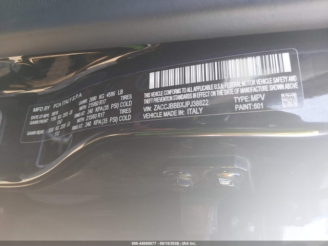 Продажа на аукционе авто 2018 Jeep Renegade Latitude 4x4, vin: ZACCJBBBXJPJ38822, номер лота: 45888577