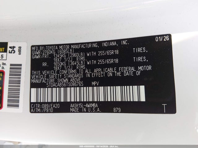 5TDACAB56TS086765 Toyota Grand Highlander Hybrid Xle