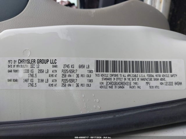 Продаж на аукціоні авто 2013 Dodge Grand Caravan Se, vin: 2C4RDGBG4DR654316, номер лоту: 45888717