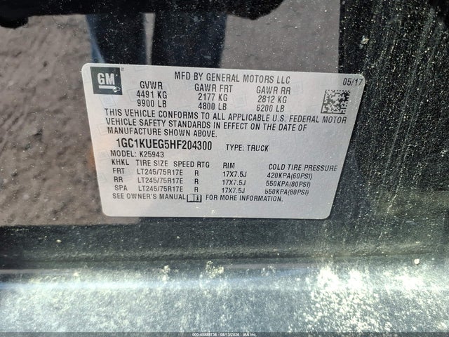 Продажа на аукционе авто 2017 Chevrolet Silverado 2500hd Work Truck, vin: 1GC1KUEG5HF204300, номер лота: 45888736