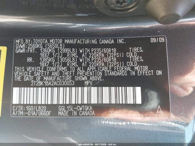 Aukcja sprzedaży 2010 Lexus Rx 350, vin: 2T2BK1BA2AC030053, numer aukcji: 45888786