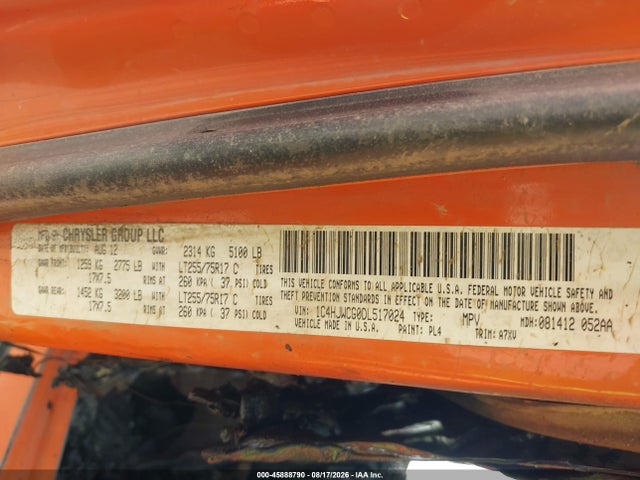 Продажа на аукционе авто 2013 Jeep Wrangler Rubicon, vin: 1C4HJWCG0DL517024, номер лота: 45888790