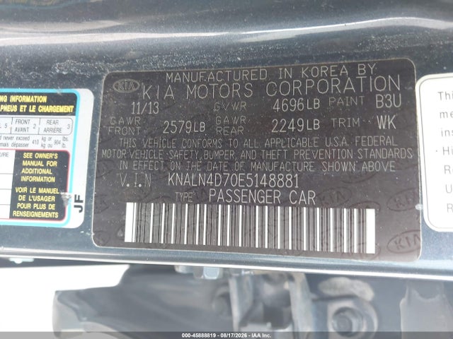 45888819 :رقم المزاد ، KNALN4D70E5148881 vin ، 2014 Kia Cadenza Limited مزاد بيع