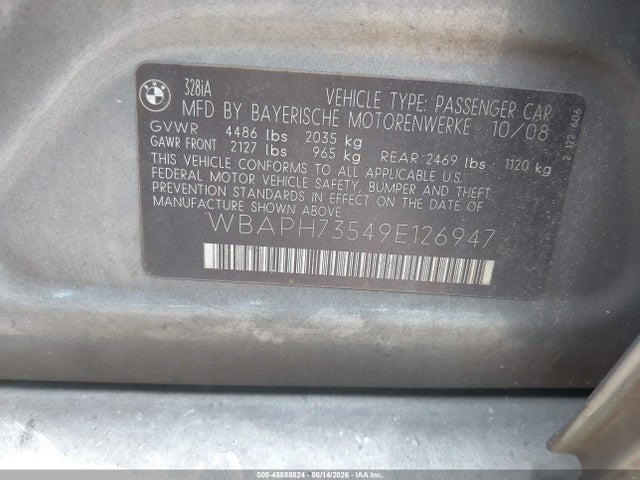 Продаж на аукціоні авто 2009 Bmw 328i, vin: WBAPH73549E126947, номер лоту: 45888824