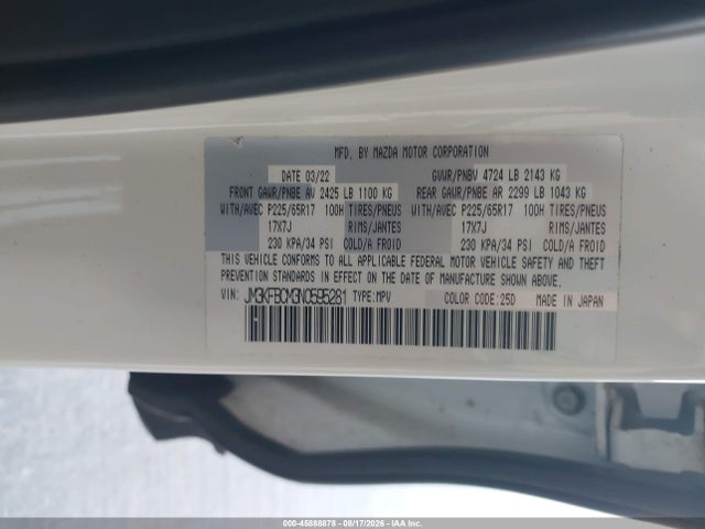 Aukcja sprzedaży 2022 Mazda Cx-5 2.5 S Preferred, vin: JM3KFBCM3N0595281, numer aukcji: 45888878