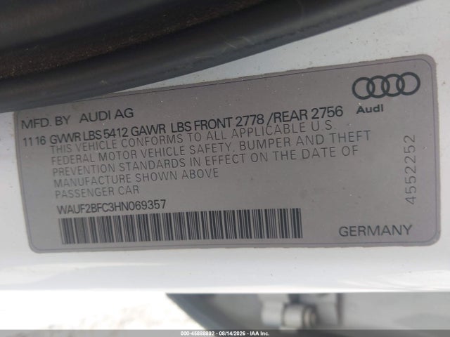 Продаж на аукціоні авто 2017 Audi A6 Premium Plus, vin: WAUF2BFC3HN069357, номер лоту: 45888892