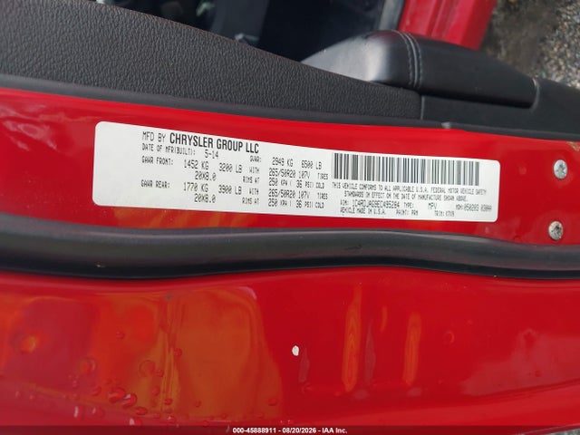 2014 Dodge Durango Sxt მანქანა იყიდება აუქციონზე, vin: 1C4RDJAG9EC495284, აუქციონის ნომერი: 45888911