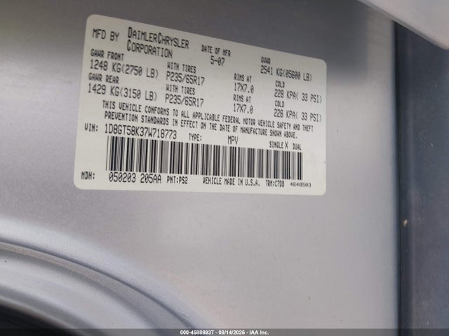 Продаж на аукціоні авто 2007 Dodge Nitro Slt/rt, vin: 1D8GT58K37W718773, номер лоту: 45888937
