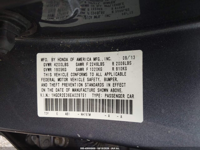 2014 Honda Accord Lx მანქანა იყიდება აუქციონზე, vin: 1HGCR2E36EA029751, აუქციონის ნომერი: 45888989