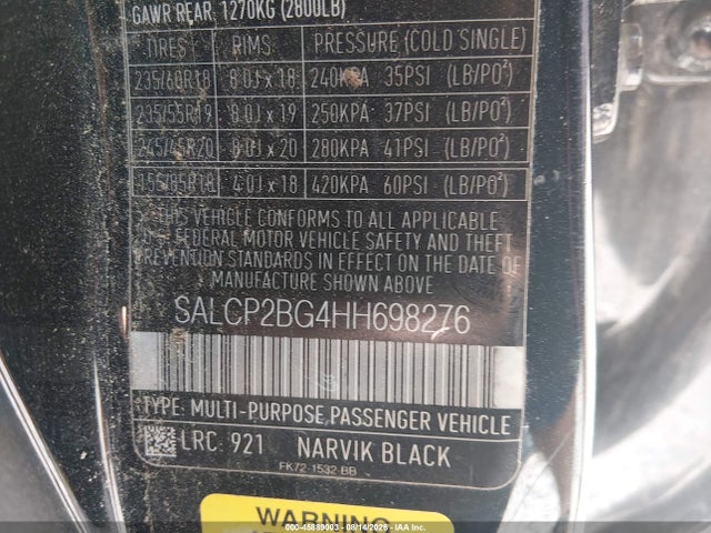 SALCP2BG4HH698276 Land Rover Discovery Sport Se