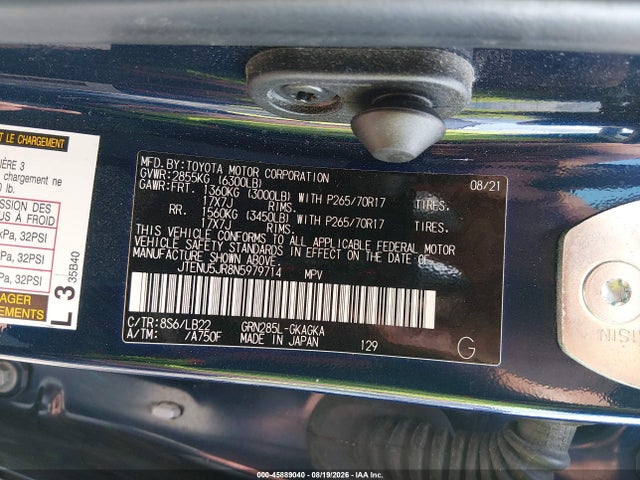 Aukcja sprzedaży 2022 Toyota 4runner Sr5 Premium, vin: JTENU5JR8N5979714, numer aukcji: 45889040