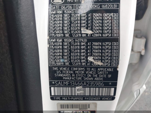 Продаж на аукціоні авто 2006 Land Rover Range Rover Supercharged, vin: SALMF13466A235986, номер лоту: 45889085