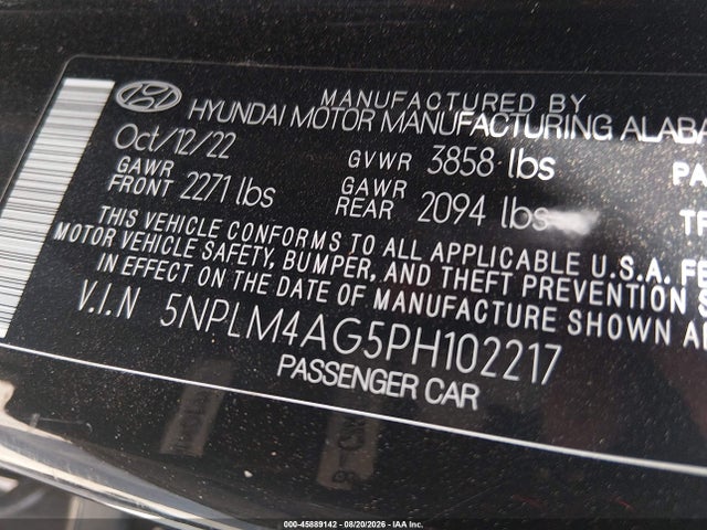 2023 Hyundai Elantra Sel მანქანა იყიდება აუქციონზე, vin: 5NPLM4AG5PH102217, აუქციონის ნომერი: 45889142