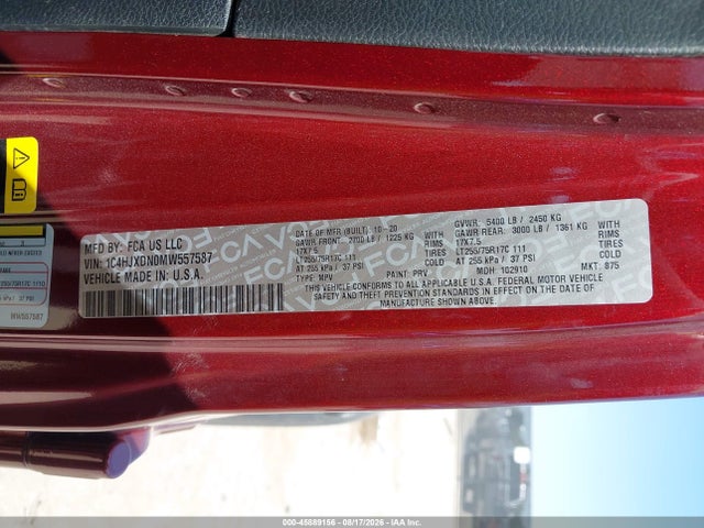 Aukcja sprzedaży 2021 Jeep Wrangler Unlimited Willys 4x4, vin: 1C4HJXDN0MW557587, numer aukcji: 45889156