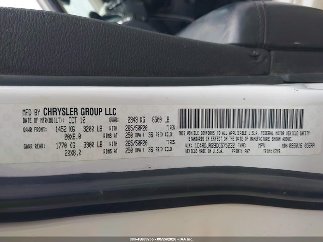 Aukcja sprzedaży 2013 Dodge Durango Sxt, vin: 1C4RDJAG9DC575232, numer aukcji: 45889255