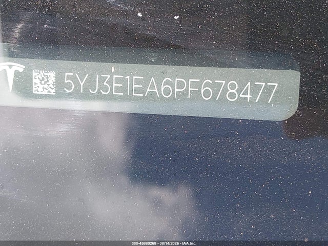 Продажа на аукционе авто 2023 Tesla Model 3 Rear-wheel Drive, vin: 5YJ3E1EA6PF678477, номер лота: 45889268