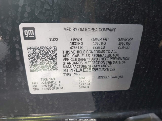 45889270 :رقم المزاد ، KL47LAE25RB122516 vin ، 2024 Buick Envista Preferred Fwd مزاد بيع