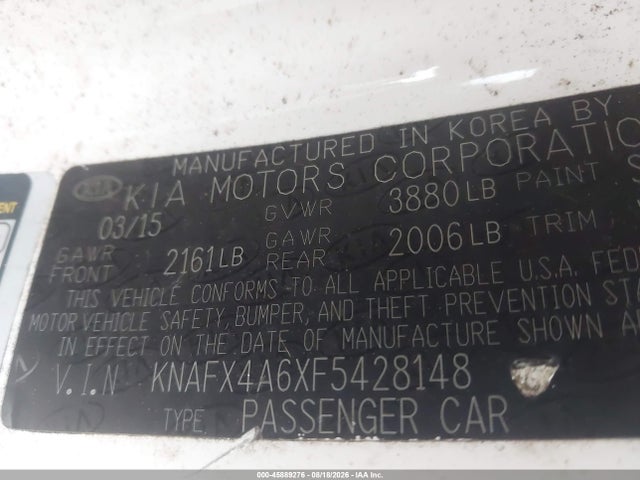 Продаж на аукціоні авто 2015 Kia Forte Lx, vin: KNAFX4A6XF5428148, номер лоту: 45889276