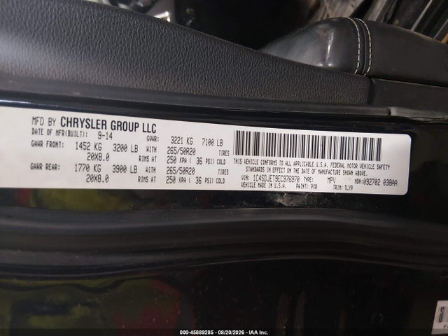 45889285 :رقم المزاد ، 1C4SDJET9EC976970 vin ، 2014 Dodge Durango Citadel مزاد بيع