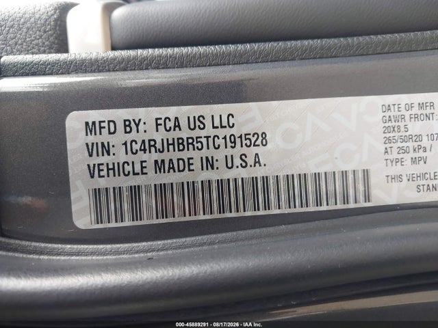 Продаж на аукціоні авто 2026 Jeep Grand Cherokee Limited 4x4, vin: 1C4RJHBR5TC191528, номер лоту: 45889291