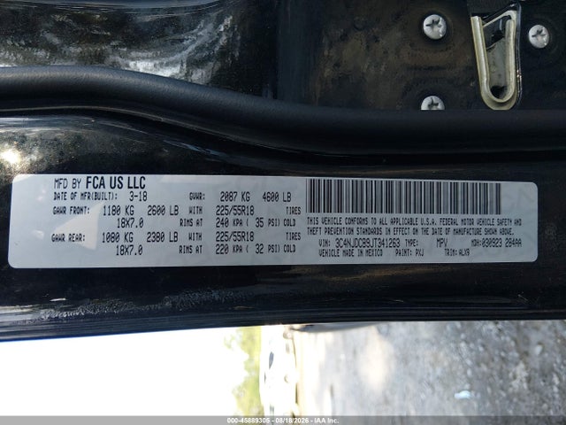 2018 Jeep Compass Limited 4x4 მანქანა იყიდება აუქციონზე, vin: 3C4NJDCB9JT341263, აუქციონის ნომერი: 45889305