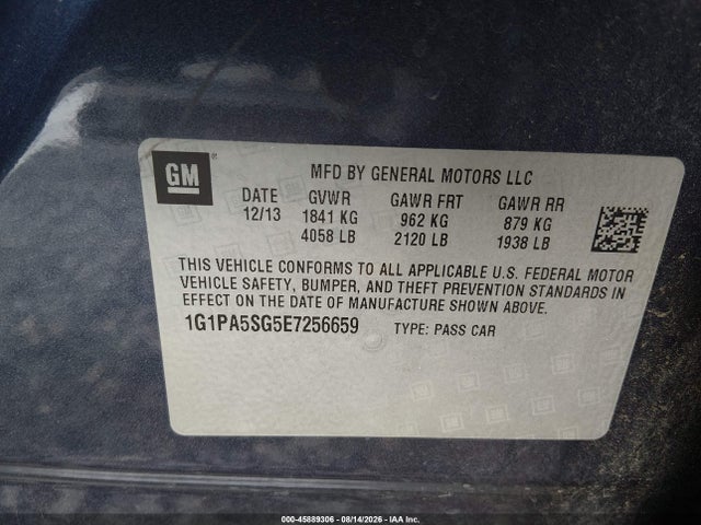 Aukcja sprzedaży 2014 Chevrolet Cruze Ls Auto, vin: 1G1PA5SG5E7256659, numer aukcji: 45889306