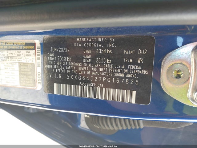 Aukcja sprzedaży 2023 Kia K5 Gt-line, vin: 5XXG64J27PG167825, numer aukcji: 45889356