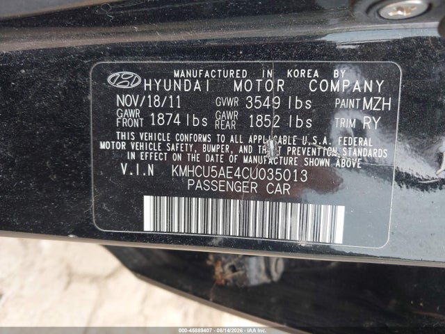 Продажа на аукционе авто 2012 Hyundai Accent Se, vin: KMHCU5AE4CU035013, номер лота: 45889407