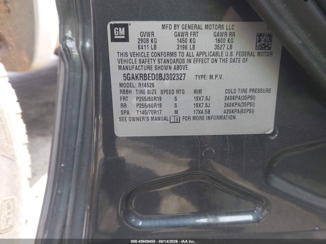 Aukcja sprzedaży 2011 Buick Enclave 1xl, vin: 5GAKRBED0BJ302327, numer aukcji: 45889455