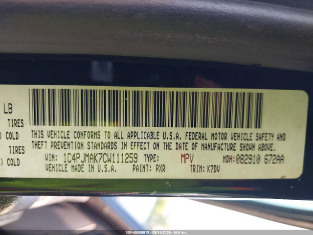 2012 Jeep Liberty Sport მანქანა იყიდება აუქციონზე, vin: 1C4PJMAK7CW111259, აუქციონის ნომერი: 45889513