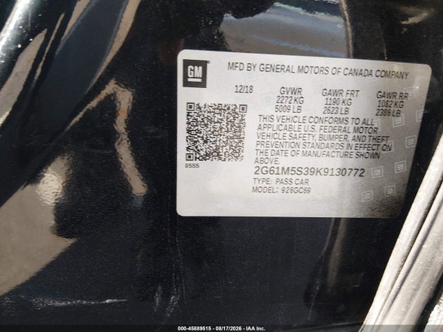 45889515 :رقم المزاد ، 2G61M5S39K9130772 vin ، 2019 Cadillac Xts Luxury مزاد بيع