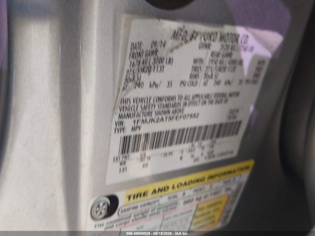 45889529 :رقم المزاد ، 1FMJK2AT5FEF07552 vin ، 2015 Ford Expedition El Limited مزاد بيع