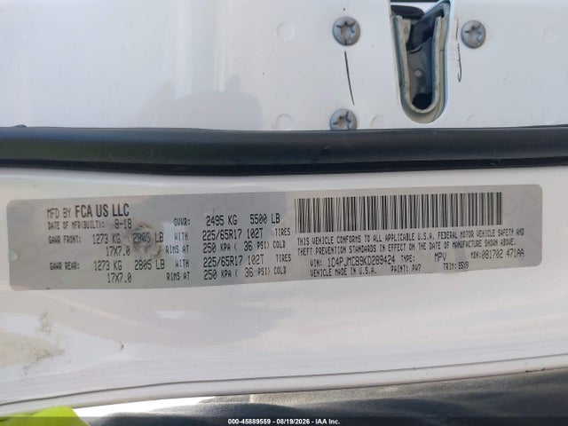 Продаж на аукціоні авто 2019 Jeep Cherokee Latitude 4x4, vin: 1C4PJMCB9KD289424, номер лоту: 45889559
