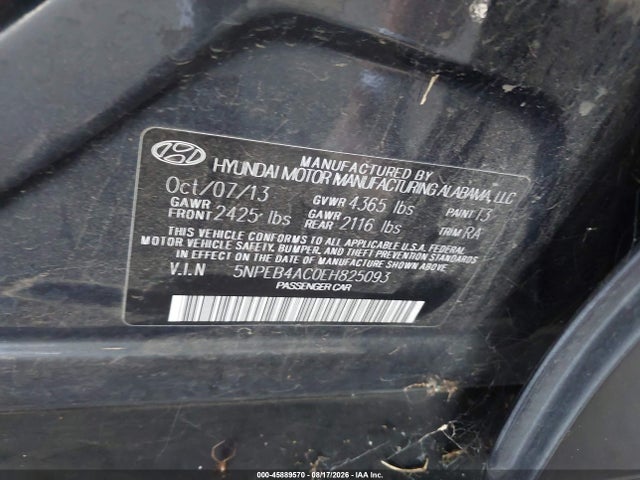 Hyundai SONATA GLS 2014 5NPEB4AC0EH825093 Image 9