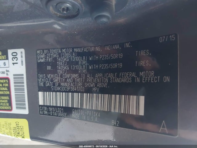 5TDXK3DC9FS641703 Toyota Sienna Se 8 Passenger