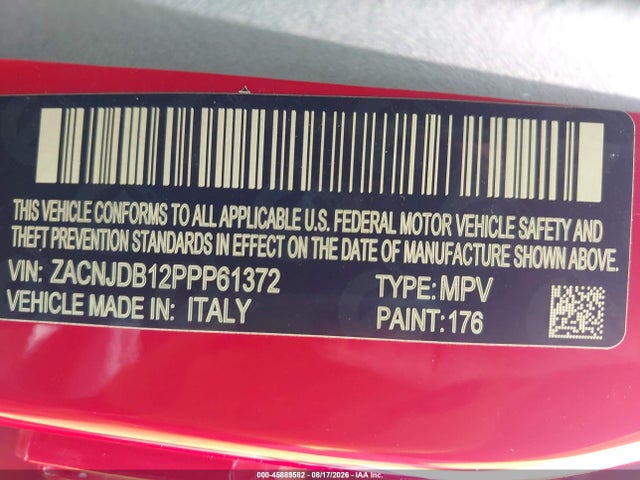 Aukcja sprzedaży 2023 Jeep Renegade Upland 4x4, vin: ZACNJDB12PPP61372, numer aukcji: 45889582