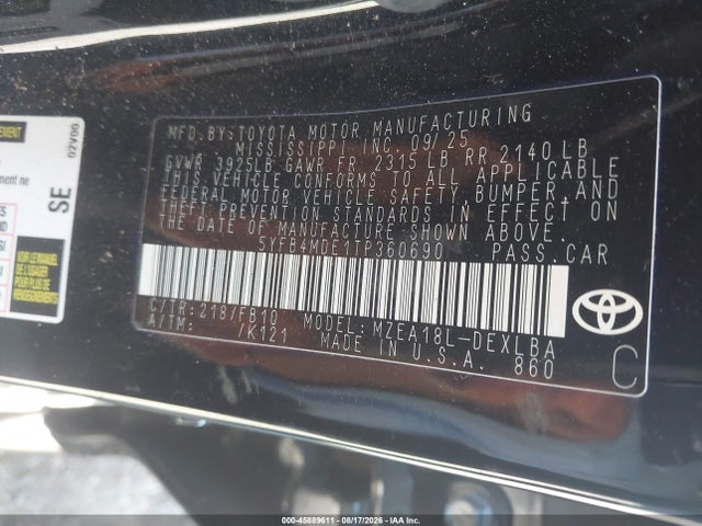 Toyota COROLLA LE 2026 5YFB4MDE1TP360690 Image 9