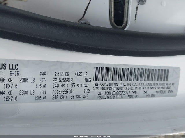 Aukcja sprzedaży 2016 Jeep Compass Sport Se, vin: 1C4NJCBA2GD785747, numer aukcji: 45889633