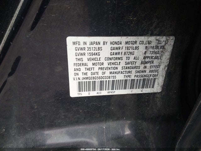 Продажа на аукционе авто 2013 Honda Fit Sport, vin: JHMGE8G56DC038755, номер лота: 45889704