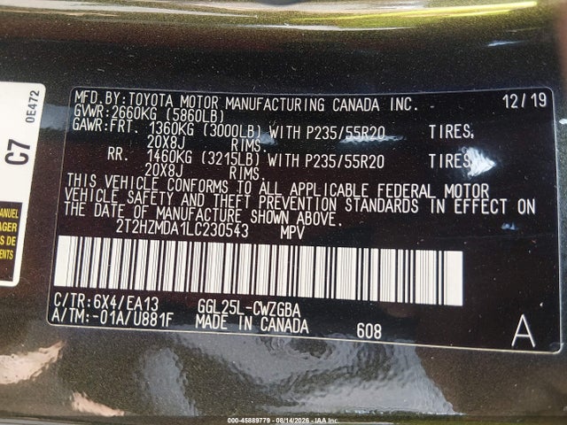 2020 Lexus Rx 350 მანქანა იყიდება აუქციონზე, vin: 2T2HZMDA1LC230543, აუქციონის ნომერი: 45889779