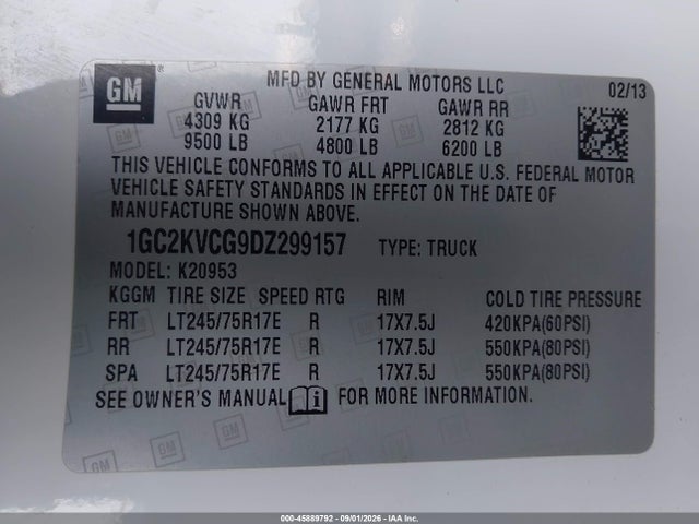 Aukcja sprzedaży 2013 Chevrolet Silverado 2500hd Work Truck, vin: 1GC2KVCG9DZ299157, numer aukcji: 45889792